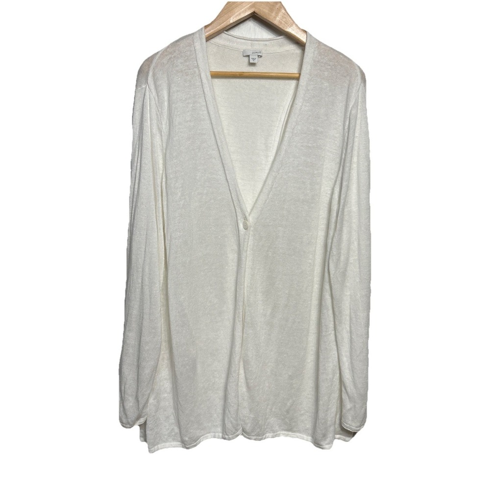 J Jill Linen Blend Lightweight Oversized Cardigan Sweater Ivory Women's Size XL